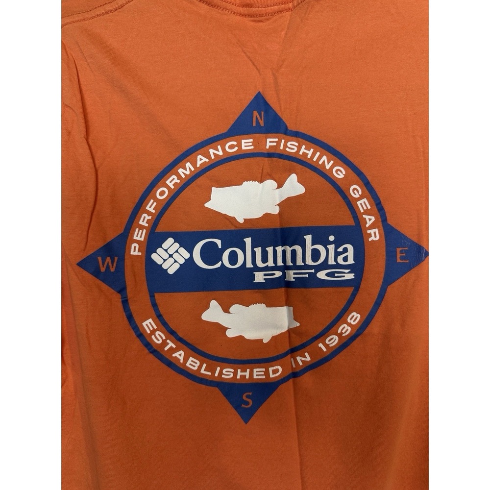 Columbia PFG Graphic Print Breathable Cotton Men's S orange Fishing T-Shirt‎